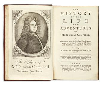 [DEFOE, DANIEL or BOND, WILLIAM, attributed to.]  The History of the Life and Adventures of Mr. Duncan Campbell.  1720
